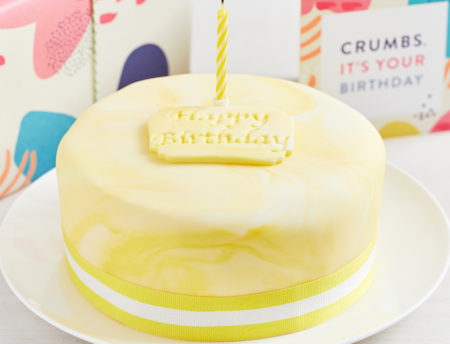 Marble Iced Lemon & Elderflower Birthday Cake in a Gift Box