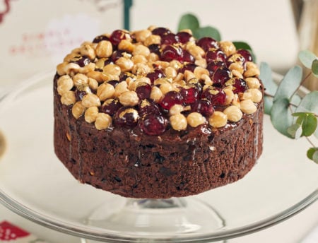 7" Chocolate Cherry and Hazelnut Christmas Cake in a Gift Box