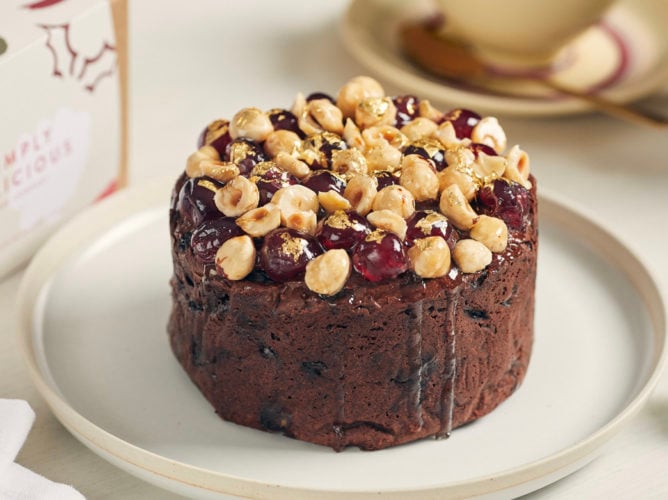 5" Chocolate Cherry and Hazelnut Christmas Cake in a Gift Box